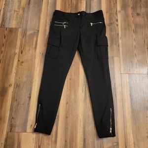 Express Black Cargo - Gold Zipper Pants - size 6